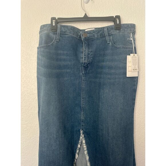 Show Me Your MuMu Blue Denim Maxi Skirt with Front Slit - Picture 4 of 12